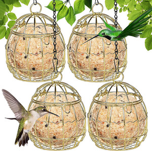 Mangeoire à oiseaux suspendue en métal, support pour boules <span class=keywords><strong>de</strong></span> graisse, cage pour jardin extérieur - Product Image 4