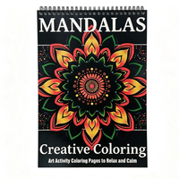 Livre de coloriage à spirale avec motif mandala pour adultes, art thérapeutique, activité de relaxation, pages recto-verso