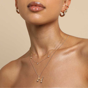 Collar con Colgante de Letra H en Acero Inoxidable y Oro de 18K, Unisex, para Uso Diario - Product Image 2