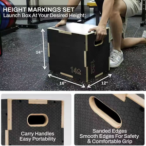 Boîte de saut en bois détachable professionnelle de 5 tailles pour équipement de fitness, idéale pour le <span class=keywords><strong>CrossFit</strong></span>, la salle de sport et l'entraînement de force à domicile - Product Image 3