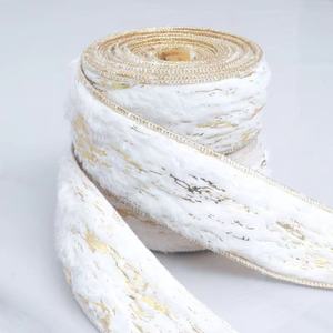 Pita Bulu Emas dengan Cetakan Panas dan Tepi Kawat Emas untuk Dekorasi Natal - Product Image 5