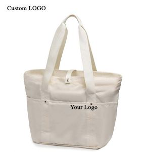 Sac fourre-tout promotionnel en toile avec logo, poche zippée et motif de boules pour toutes les occasions - Product Image 1