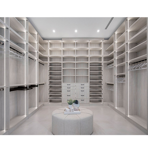 Vente flash : Armoire en bois avec porte en verre, design moderne gris, dressing avec îlot central - Product Image 5