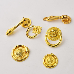European Style Zinc Alloy <b>Drawer</b> Ring Handle <b>Gold</b> Finish Durable Cabinet <b>Pull</b> Single Hole Installation - Product Image 2