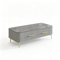 Ensemble table basse et meuble TV en dalle de roche |   Meubles de salon modernes et luxueux, modulables, avec des éléments décoratifs
