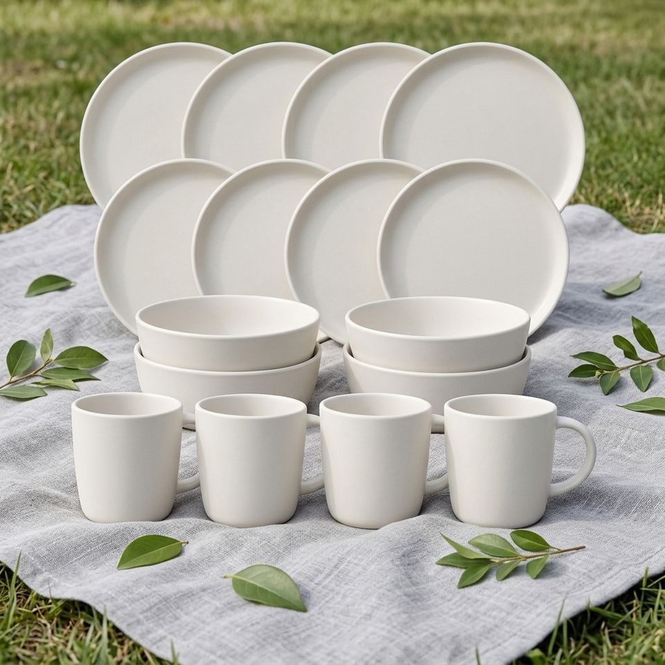 Curated visual reference: Minimalist Ceramic Dinnerware Set 16Pcs Stoneware Plates Bowls Mugs Photo Inspiration