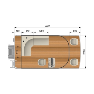 Bote Pontón de Aluminio de 4.6m con Motor Fuera de Borda de 90HP, Diseño de Yate de Lujo, Deportivo, Recreativo, para Pesca, con Asientos Delanteros para Pescadores y Sofá Trasero para Relajarse - Product Image 6