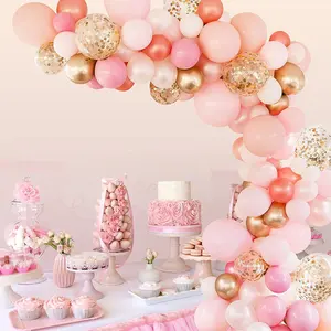 Wholesale Pink And White Gold Balloon Garland Arch Balloons Kit Baby Shower Wedding Party Decoration Balloon Garland Kit