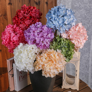 ดอกไฮเดรนเยียประดิษฐ์ จินซี ดอกไม้ผ้าไหม สีขาว ชมพู แดง น้ำเงิน เขียว ม่วง แดงกุหลาบ สีแชมเปญ สำหรับตกแต่งงานแต่งงาน ตกแต่งบ้าน - Product Image 2