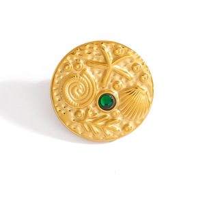 เข็มกลัดชุบทองสไตล์ยุโรปพร้อมลายปะการังปลาดาว เครื่องประดับแฟชั่นสแตนเลสสำหรับสวมใส่ทุกวัน - Product Image 5