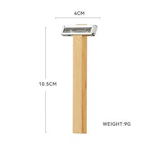 <span class=keywords><strong>Rasoir</strong></span> de sécurité jetable pour homme en bambou et bois, triple lame en acier inoxydable, écologique, sans plastique, avec logo personnalisé OEM - Product Image 2
