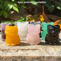Haute qualité 3cm mixte Mini cristal animaux chats sculptures naturel Rose Quartz poli pierre pour la guérison en gros artisanat