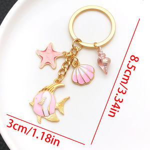 Nuova Serie Marina Transfrontaliera: Portachiavi con Stella Marina, Tartaruga e Sirena con Effetto Gocciolante, Ciondolo per Zaino e Auto - Product Image 5