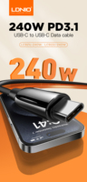 Câble de charge LDNIO LC922C 2M USB vers Type C 3A Chargeur rapide mâle C-type Câble de données USB pour téléphone portable