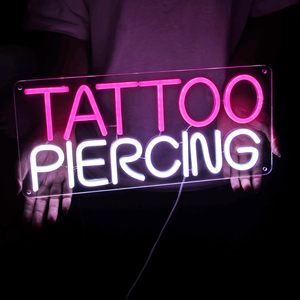 Tattoo piercing neon LED hanging USB powered ambient light shop entrance <b>sign</b> indicator light decorative light landscape light - Product Image 1