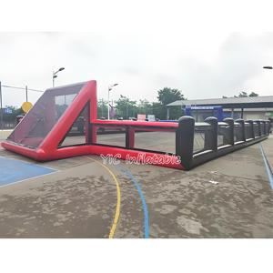 商業用ポータブルアウトドアスポーツゲームインフレータブルフットボールピッチアリーナ遊び場ソープサッカーフィールド家賃