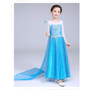 Vestido de princesa Frozen Elsa Queen, vestido largo para niñas, disfraz de actuación, material de algodón y poliéster, edad de 8 a 13 años - Product Image 2