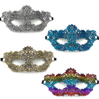 Masque de mascarade noir en dentelle imprimé UV 1 couleur pour bal masqué et fête d'Halloween