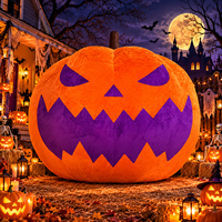 Citrouille gonflable géante d'Halloween, Jack O'Lantern géant et moelleux pour décoration extérieure de jardin, cour, fête, festival, exposition