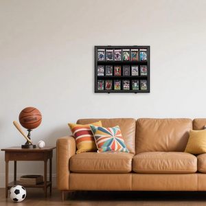 Boîte de présentation murale moderne en bois pour cartes sportives (basketball, football, hockey) avec protection UV – Motif floral - Product Image 5