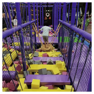 Parcours d'obstacles <span class=keywords><strong>Ninja</strong></span> Warrior Commercial Happy Zone pour enfants, équipement de terrain de jeu intérieur, conception personnalisée, alliage d'aluminium PE, 10 enfants - Product Image 3