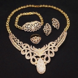 Ensemble de bijoux plaqués or 24k pour femmes, de haute qualité, de luxe, de dubaï, cadeau de mariée plissé, en alliage d'or 18k - Product Image 4