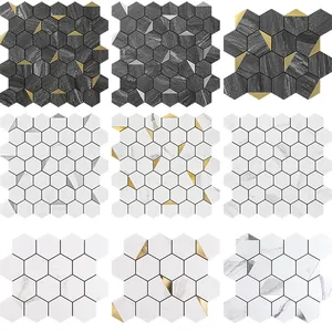 Hexagon Peel And Stick Self Adhesive Removable Stick On Dining Room Kitchen Backsplash 3d Wall Tile Mosaic