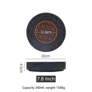 مطعم أطباق الجليد الجاف وألواح تصميم الصخور البركانية اليابانية السوشي السلمون والمأكولات البحرية تقديم طبق العشاء <span class=keywords><strong>Pl</strong></span> - Product Image 5