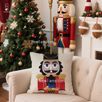 Housse de coussin personnalisée de haute qualité en velours avec broderie patchwork Casse-Noisette, décoration de Noël pour la maison, taie d'oreiller carrée