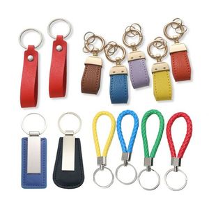 Manufacturer Custom Brand Logo <b>Name</b> Souvenir PU Leather Keychain Metal Promotional Car Keyring - Product Image 1