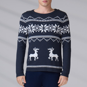 Custom LOGO OEM Christmas Sweater Jacquard Pattern <b>Jumper</b> Long Sleeve Knitwear Winter Knitted Ugly Christmas Sweater Men - Product Image 1