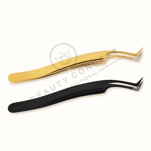 Fiber Tip Volume Lash Multicolor Glitter Series Professional <b>Boot</b> 90 45 Degree Tip Curved Volume Eyelash Extension Tweezers - Product Image 4