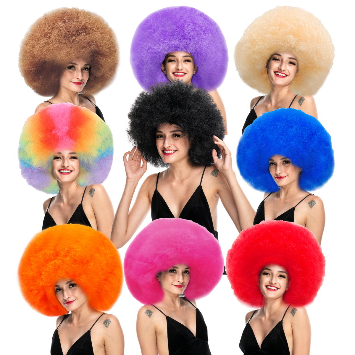 Brown Afro Wig - Short Curly Disco Halloween Costume Wig For 70s 80s Theme Parties