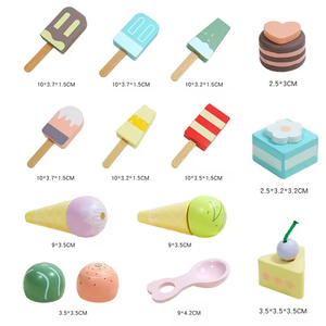 Simulación de simulación de madera para hacer helados, tienda de postres, juego colorido, juguetes de rol Montessori, juego de <span class=keywords><strong>helado</strong></span> de madera para niños - Product Image 4