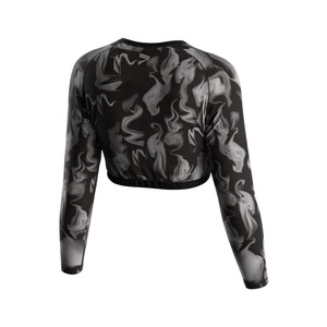 T-shirt de sport pour femme en gros, hauts de gym pour femme, t-shirt court à manches longues et haut court pour femme - Product Image 2