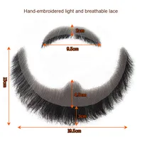 Vente en gros de cheveux humains européens Remy authentiques, style exotique, accessoires de maquillage, favoris invisibles doux, moustache, film de déguisement, fausse barbe