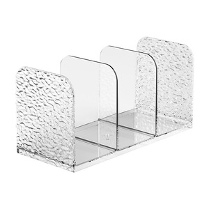 <b>Desktop</b> Bookends Organizer Transparent Gray <b>Standing</b> Type 3 Section Storage Rack For Books Files Notebooks Office Desk Use - Product Image 3