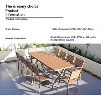 Ensemble table et chaises de salle à manger Wuchuan en alliage d'aluminium anti-corrosion, design minimaliste moderne, avec coussins imperméables