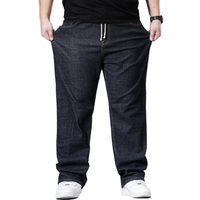 Jeans en denim foncé vintage hip-hop, taille plus, coupe ample décontractée, streetwear pour hommes, léger