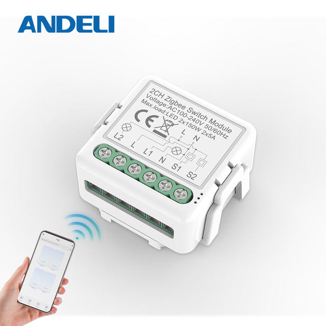 Tuya ZigBee 3.0 Mini DIY Smart Wall Switch 10A 2 Gang Control Smart Home Automation App Control Max Voltage 240V Customizable EU