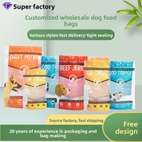 Sacs personnalisés imprimés pour aliments pour chats et chiens, emballage hermétique et résistant à l'humidité, poulet lyophilisé, chips de pommes de terre pour animaux de compagnie