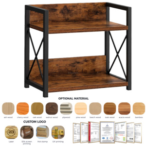 Estante <span class=keywords><strong>de</strong></span> cocina clásico <span class=keywords><strong>de</strong></span> <span class=keywords><strong>madera</strong></span> marrón <span class=keywords><strong>de</strong></span> doble nivel, resistente, multifuncional, organizador <span class=keywords><strong>de</strong></span> encimera para café, estantes verticales fáciles <span class=keywords><strong>de</strong></span> usar - Product Image 2