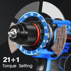 مثقاب تأثيري هيهوي سي دي 434، مفك براغي قوي ببطارية ليثيوم، أدوات كهربائية، طقم مثقاب لاسلكي 20 فولت بسرعات متغيرة - Product Image 2