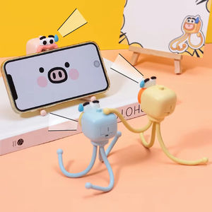Mini lampe de nuit créative en forme de pieuvre de dessin animé, lampe portable mignonne en forme d'animal, décoration amusante pour chambre à coucher, peut servir de support pour téléphone - Product Image 2