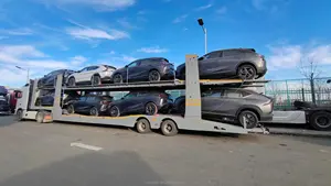 Semi-Flatbed Stalen Transport Auto Aanhangwagens Te Koop Auto Aanhangwagen Met Mobiele Huis Auto Carrier Oplegger