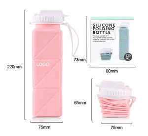 Camping Travel Multicolor Bulk Collapsible Silicone Outdoor Drinking Sport Water Bottle Cups Leakproof For Kids With Custom Logo