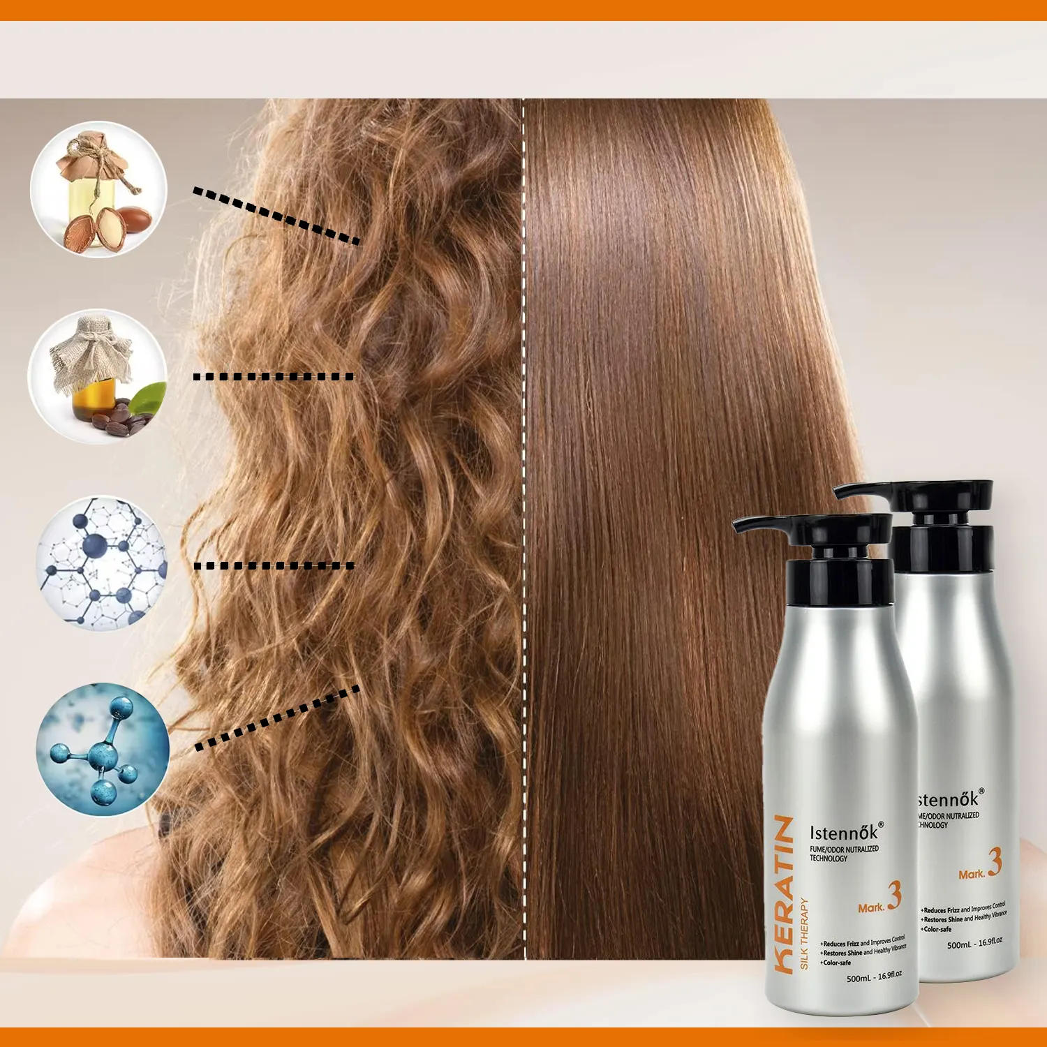 Nhãn hiệu riêng nâng cấp công thức formaldehyde miễn phí dưỡng ẩm protein Brazil Keratin thẳng điều trị cho tất cả các loại tóc