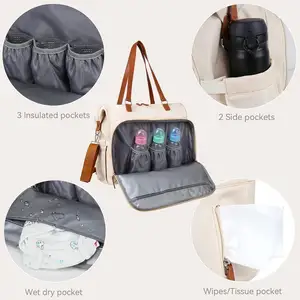 Waterproof Lightweight Durable Soft Diaper Bag Backpack Tote Diaper Mommy Bag With 14 Pockets