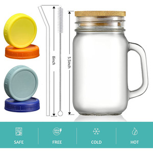 Bình Mason Uống Nước 24 OZ Cốc Miệng Thông Thường Có Nắp Đậy Bằng Tre Và Ống Hút Bằng Thép Không Gỉ Có Tay Cầm - Product Image 6