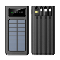 Batterie externe portable 20000mAh, charge solaire, écran LED, câble de charge rapide 2A, matériau ABS, capacité 5W, puissance de sortie
